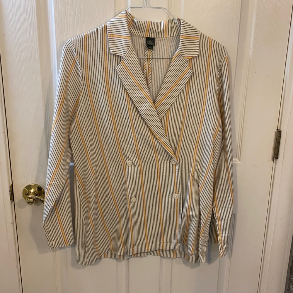 Wild Fable Oversized Linen Blazer with Stripes